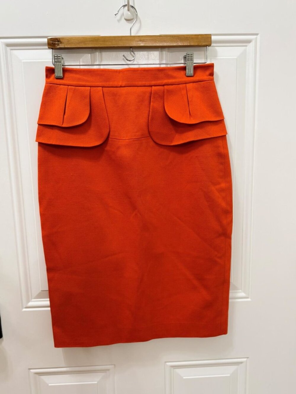 Karen Millen Orange Peplum Waist Pencil Skirt Size 8